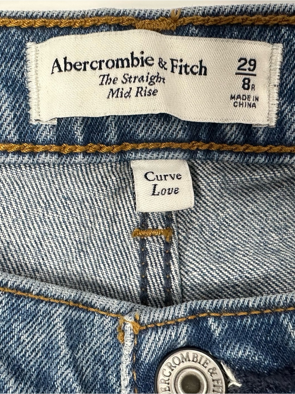 Abercrombie & Fitch Women’s THE STRAIGHT curve love - mid rise Denim Jeans - Picture 5 of 5
